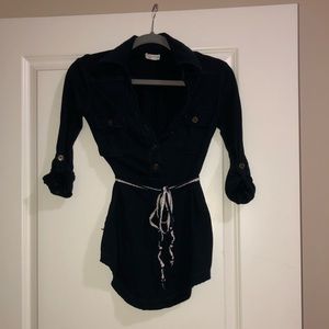 Navy Blue Quarter Button Up